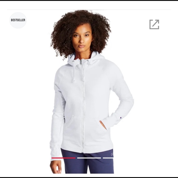A White Champion Powerblend Zip Hoodie - Picture 5 of 8